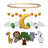 ENGEL + PIRATEN Baby Mobile mit Tieren aus Filz Safari Jungle Babyzimmer Dekoration