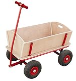 Bollerwagen Holz Kinder Luftreifen 100kg für alle Gelände geeignet (Holzbollerwagen mit pannensicheren PU-Reifen)