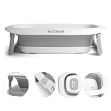 Twistshake Badewannen Faltbare für Neugeborene Kleinkind Babys, Platzsparend Klappbare und Rutschfeste Babybadewanne, Tragbar und komfortabel, 0 Monat+, Kapazität:30 L, Grau/Weiß