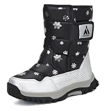 Mishansha Winterstiefelfür Mädchen Winterschuhe Warm Gefüttert Winterboots Outdoor rutschfeste Schneestiefel Kinder, Schwarz, 32 EU
