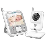 OLEKE Babyphone mit Kamera Smart Baby Monitor Video Überwachung mit 3.2' Digital LCD mit Nachtsichtkamera Schlaflieder Nachtsicht Intercom-Funktion VOX