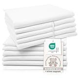 ZOLLNER 10er Set Musselin Spucktücher in 80x80 cm aus Baumwolle - hautfreundliche Mulltücher - besonders weich und extrem saugstark - waschbar bis 95°C - in weiß