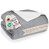 Blumtal Premium Sherpa Kuscheldecke flauschig - Wohndecke Kuscheldecke 150x200 cm - OEKO-TEX zertifizierte Fleecedecke 150x200 cm - Wohn- & Kuscheldecke - Wohndecke 150x200 - flauschige Decke in Grau