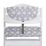hauck Sitzkissen Kompatibel mit Alpha+, Beta+ und Arketa Holzhochstuhl Highchair Pad Deluxe, Einfache Befestigung mit Klettverschluss, Maschinenwaschbar (Teddy Grey)