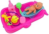 QIANG Set Kleinkind Baby-erwachsenes Rollen Pretend Play Game Puppe Bad in der Badewanne Developmental Vorschulwasserspielzeug w/Puppe Geschenk Rot Lernen