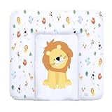 Wickelauflage Wickelunterlage abwaschbar und wasserdicht 85x72 cm - Wickelmatte zum Auflegen auf Wickeltisch Wickelaufsatz Wickelkommode oder Waschmaschine changing mat 85 x 72 Safari Motiv