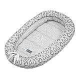 emma & noah Babynest, 90x55 cm, Kuscheliges Nestchen für Neugeborene, OEKO-TEX Standard 100, Wende-Design, Bio-Baumwolle, Mitwachsend, Weich Gepolstert, Kuschelnest (Leo Grau)