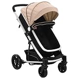 vidaXL Kinderwagen Buggy Sportwagen Babywagen Sportbuggy Kinderbuggy Reisebuggy Kombikinderwagen Jogger 2 in 1 Taupe Schwarz Aluminium Belastbarkeit 15 kg