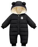 Minizone Baby Winter Overall mit Kapuze, Strampler Schneeanzug Jungen Mädchen Langarm Jumpsuit Warm Outfits Geschenk 9-12 Monate