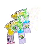 Relaxdays 10 x Seifenblasenpistole LED, mit Seifenblasenlösung, inkl. Batterien, handlich, für Party, Bubble Machine, transparent