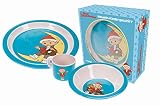 Trötsch unser Sandmännchen Kindergeschirr Set blau: aus Melamin mit Geschenkverpackung