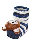 Sterntaler Baby Socken Unisex Rasselsocken – weiche Baumwollsocken mit Umschlag, Innenfutter und Bär-Motiv – mit Rassel – marine, Größe 16