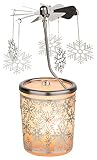 Windlicht / Teelichtkarussel aus Glas, Windlicht- Karussell, Motiv Schneeflocke, Höhe 15 cm, Teelicht inklusive