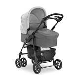 hauck Kombi Kinderwagen Shopper Trioset inkl. Babywanne, Babyschale, Sitz mit Liegefunktion, Getränkehalter und Ablage, bis 25 kg, Klein Zusammenklappbar, Grau
