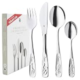 WMF Kinderbesteck mit Namensgravur,Edelstahl, 4-teilig, spülmaschinengeeignet – Geschenk zur Taufe, Taufgeschenke für Mädchen und Jungen, Kinderbesteck mit Gravur