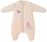 Chilsuessy Baby Winter Schlafsack mit Füßen und abnehmbar Langarm Pyjamas aus Bio Baumwolle kleine Kinder Schlafsack für Baby 1 bis 7 Jahre (M/Koerpergroesse 95-105cm, Elefant/3.5 Tog Verdickt)