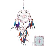 Starich Traumfänger, Traumfänger Kinder 5 Ringe Handgefertigt Dreamcatcher mit Federn Böhmen Dekoration für Wandbehang Wohnkultur Ornamente Handwerk (20cm × 80cm)