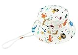 FORUHOO Baby Sonnenhut Kinder Hut, Sommerhut Mütze for Jungen Mädchen mit Verstellbar Kordelzug (50cm / 12-24 Monate,Zoo weiß)