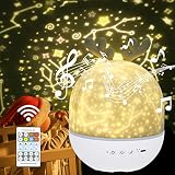 URAQT Sternenhimmel Projektor, 360° Rotation Kinder Lampe Musik LED Nachtlicht + Fernbedienung + Timer + 6 Farben, Galaxy Projektor für Kinder Erwachsene Party Geburtstag Weihnachtsgeschenke, Grau