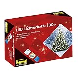 Idena 8325058 - LED Lichterkette mit 80 LED in warmweiß, mit 8 Stunden Timer Funktion und Transformator, ca. 15,9 m lang, Innen- und Außenbereich, für Partys, Weihnachten, Deko, Hochzeit