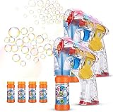 EPCHOO Seifenblasenpistole mit LED Licht und Musik, Seifenblasen Pistole Kinder Bubble Gun mit 2x50ml Seifenblasenflüssigkeit Seifenblasenmaschine für Jungen Mädchen Geburtstag Hochzeit Party