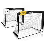 Racetex 2er Fußballtor Kinder Set - Fußball Tore inkl. nützlicher Tasche zum Transportieren - Version mit verstärkten Glasfaserstangen - Fussballtore für den Garten oder Park (Schwarz)