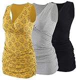 COLOMI Damen Umstandsoberteile Ärmellos Stillshirt Umstandsshirt V-Neck Nursing Tops Umstandsmode