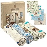Windelbär Mullwindeln 80x57 [100% Bio Baumwolle] 4er Set, ÖKOTEX & FSC zertifiziert, Unisex Mulltücher, Spucktücher Baby Junge & Mädchen, Baby Erstausstattung Neugeborene, Musselin Stoffwindeln
