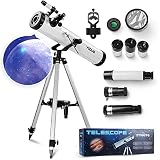 YOCUS® Teleskop 76/700 mit großer Reichweite Spiegelteleskop 700mm Brennweite inkl. Mondfilter, Sonnenfilter und Handyhalterung für Einsteiger und Fortgeschrittene