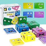 Holzwürfel Spielzeug, Gesichtsveränderndes Ausdruckspapier Montessori Bunte Lernspielzeug Interaktion Spielzeug Gedankentraining Zauberwürfelbausteine Face Change Montessori Educational Toy