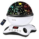 Moredig Sternenhimmel Projektor Kinder, Nachtlicht Baby mit Musik 360° Rotation + 12 Beruhigende Musik + 8 Romantische Licht, Kinder Geschenke, Geburtstage, Weihnachtsgeschenke - Schwarz und Weiß