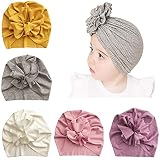 Hifot Turban Baby Stirnband 5 Stücke,Neugeboren Knoten Mütze Stretch Schleife Beanie Hut Haarband Kleinkind Infant Mädchen Junge