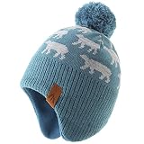 AHAHA Wintermütze Junge and Baby - Fleece-Gefüttertes Ski Beanie Kinder Strick Earflap Mütze 51CM