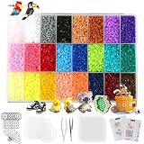 LIHAO 24000 Bügelperlen Set mit Platte Zubehör Muster Mini Perlen Steckperlen in Organizerbox (2,6 mm, 24 Farben)