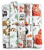FENSILO - Mullwindeln - Mulltücher - 10er Pack 70x80 cm - Stoffwindeln, MADE IN EU, schadstoffgeprüft -Spucktücher Baby für Jungen und Mädchen– Baby Mullwindeln- Tierchen