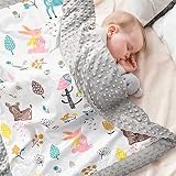 Y-home Babydecke Bio Baumwolle, Kinder Kuscheldecke Polar Fleece Baby Komfort Decke 75x105cm, Grau Doppelseitige Blanket für Mädchen und Junge