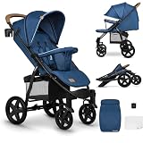 LIONELO Annet Plus Buggy bis 22 kg mit Liegefunktion, Kinderwagen klein zusammenklappbar mit Zubehör, Eva-Schaum-Räder, Moskitonetz, Fußdecke Getränkehalter, Korb