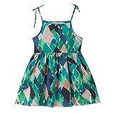 INLLADDY Kleider fur Kleinkind Baby Kind Mädchen Ärmellos Drucken Nationaler Stil Urlaub am Strand Freizeit Tutu Prinzessin Kleid 12 Monate-5 Jahre Grün Höhe: 130cm