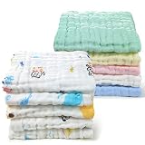 Hmlike Musselin Waschlappen Baby Spucktücher Baby 33X33CM Weiche - 100% Baumwolle 6 lagige Handtücher für Neugeborene 10 Stücke