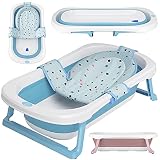 BEARTOP Faltbare Babywanne mit 50 L Volumen | inkl. Badewanneneinsatz Baby | ergonomisch & kompakt | stabiles PP & TPE Plastik | platzsparend | Blau