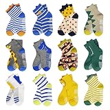 HYCLES Baby Anti Rutsch Socken - 12 Paar Stopper Socken für Kleinkinder, 23-26 und 27-30 cm, 1-3 Jahre, Krokodil-Muster