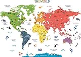 Große Kinder pädagogisch Tier/Länder Nationalflagge Weltkarte Schälen& Kleben Wandtattoos Wandaufkleber & Wandsticker Aufkleber Heim Dekoration Kunst für Kinderzimmer Spielzimmer Schlafzimmer