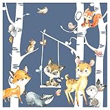 Little Deco Wandtattoo Wandsticker Kinderzimmer Tiere Wald Birkenstämme Wandaufkleber Wanddeko Babyzimmer Spielzimmer Wandbild Kinder Mädchen Junge DL660