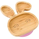 bamboo bamboo® Hase Baby Saugnapf-Teller, Standfeste Saug-Fütter-Teller, aus naturbelassenem Bambus