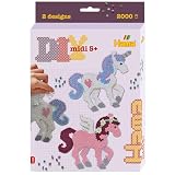 Hama Perlen 3448 Kleines Geschenk-Set Zauberhafte Pferde mit ca. 2.000 bunten Midi Bügelperlen mit Durchmesser 5 mm, Stiftplatte, inkl. Bügelpapier, kreativer Bastelspaß für Groß und Klein