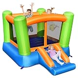 DREAMADE Aufblasbare Hüpfburg mit Rutsche & Sprungbereich, Castle Bouncer, Kinder Spielburg für Indoor und Outdoor, Springburg für Kinder ab 3 Jahren, 250 x 197 x143 cm (ohne Gebläse)