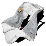DANKA® Einschlagdecke für Babyschale, Kinderwagen, Kindersitze und Maxi Cosi - Baby Decke für Neugeborene, 80x80cm, mit Kapuze und Klettverschluss für Winter und Sommer, ganzjährig - Grau
