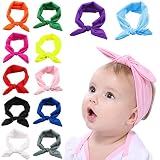 Fascigirl Baby Stirnband, 12 Stück Baby Stirnbänder Kopfband Babyschmuck Mädchen Bogen Headwrap Elastisches Kaninchen Ohr Haarband für Newborn Fotoshooting Requisiten Baby Decke
