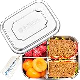BREADL® Edelstahl Brotdose 1000ml, Spülmaschinenfest, BPA-frei, Trennwand und 3 Fächer, Lunchbox & Bento-Box für Kinder & Erwachsene für Schule, Arbeit, Uni, Wandern