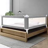 ZEHNHASE Bettgitter, Kinderbettgitter Babybettgitter Rausfallschutz für Kinder Baby - Grau 1 Seite (150CM)